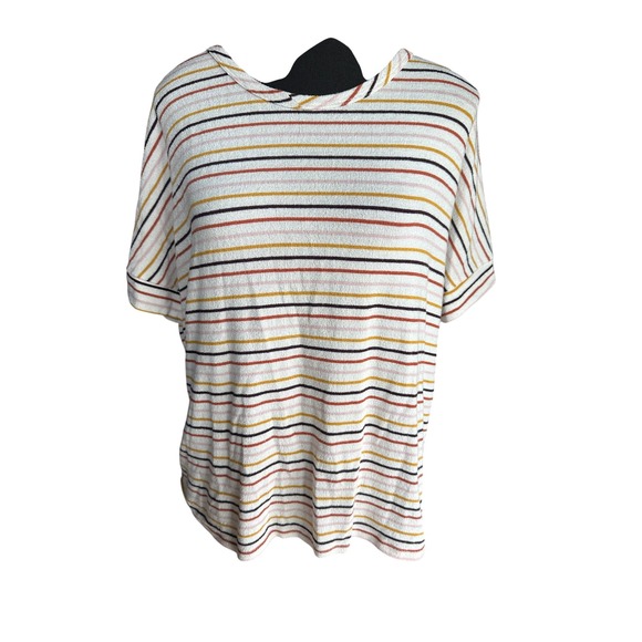 Lulu's terry cloth neutral stripe top short sleeve open back size‎ S - Picture 1 of 4